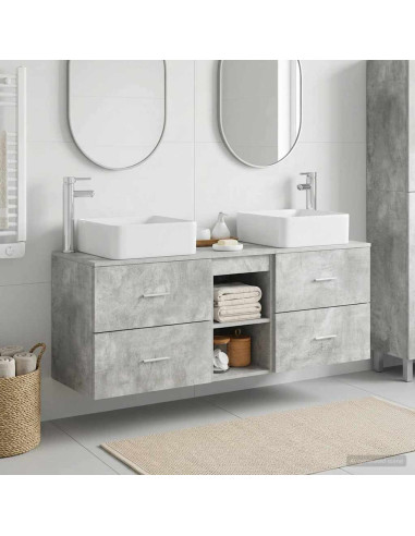 Set di Armadi da Bagno 3 pz Grigio Cemento 49,5 x 41 x 63 cm