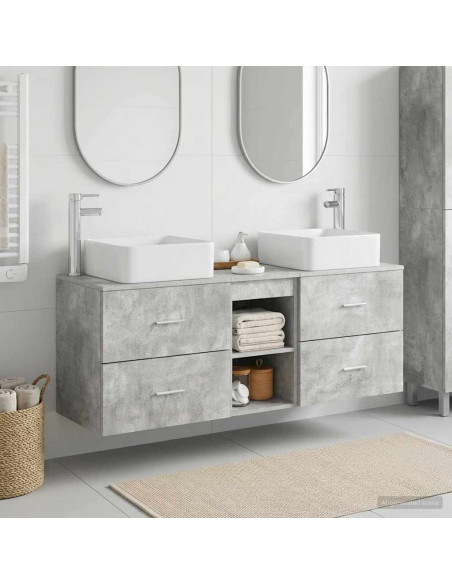 Set di Armadi da Bagno 3 pz Grigio Cemento 49,5 x 41 x 63 cm