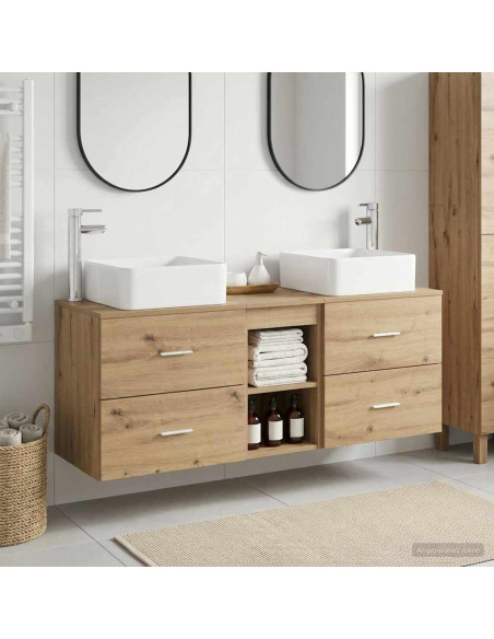 Set di Armadi da Bagno 3 pz Rovere Artigianale