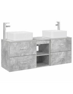 Set di Armadi da Bagno 3 pz Grigio Cemento 49,5 x 41 x 63 cm 2