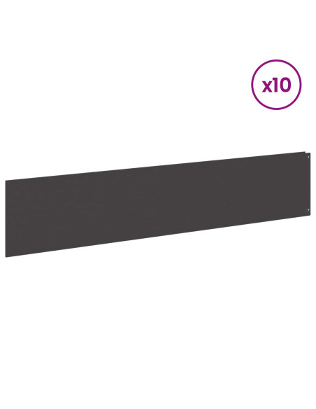 Bordura per Prato 10 pz 100 x 22 cm Acciaio Nero