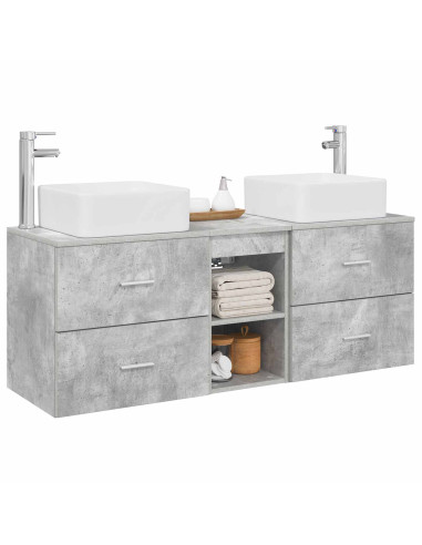 Set di Armadi da Bagno 3 pz Grigio Cemento 49,5 x 41 x 63 cm