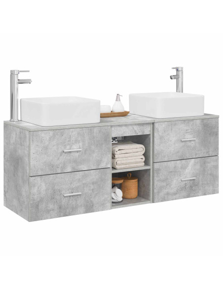 Set di Armadi da Bagno 3 pz Grigio Cemento 49,5 x 41 x 63 cm