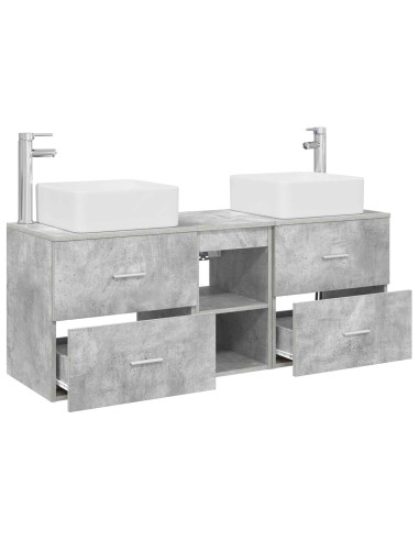 Set di Armadi da Bagno 3 pz Grigio Cemento 49,5 x 41 x 63 cm