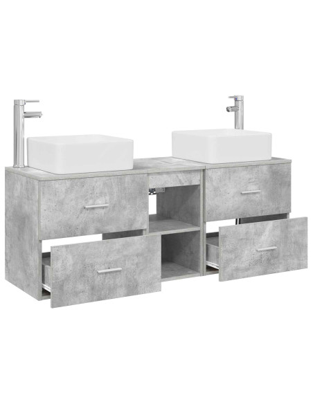 Set di Armadi da Bagno 3 pz Grigio Cemento 49,5 x 41 x 63 cm