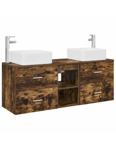 Set di Armadi da Bagno 3 pz Rovere Fumo 49,5 x 41 x 63 cm 2