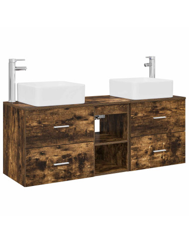 Set di Armadi da Bagno 3 pz Rovere Fumo 49,5 x 41 x 63 cm