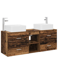 Set di Armadi da Bagno 3 pz Legno antico 49,5 x 41 x 63 cm 2