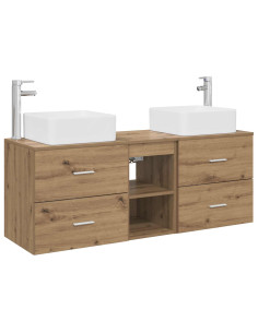 Set di Armadi da Bagno 3 pz Rovere Artigianale 2