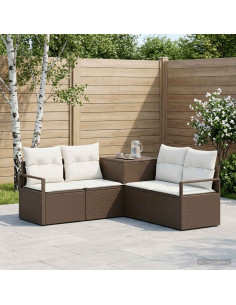 Set di divani 5 pz Marrone e Bianco Crema