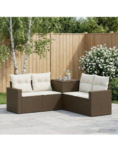 Set di divani 5 pz Marrone e Bianco Crema