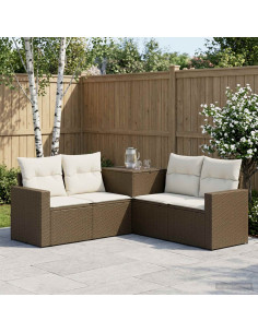 Set di divani 5 pz Marrone e Bianco Crema