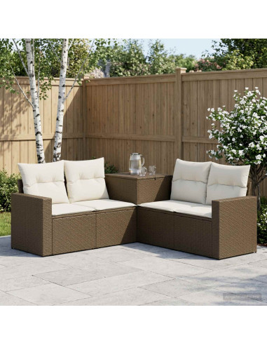 Set di divani 5 pz Marrone e Bianco Crema