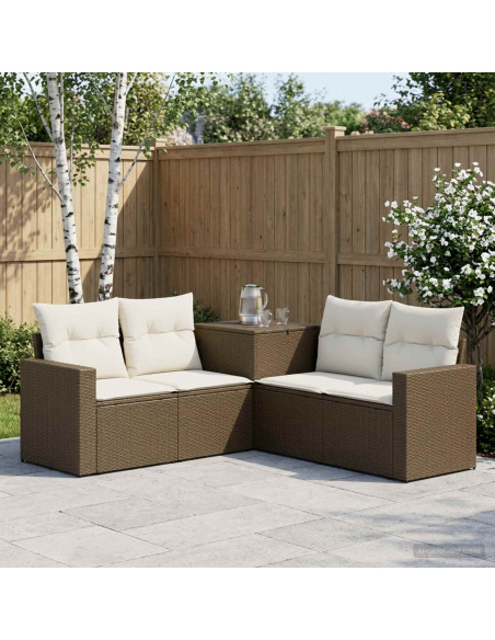 Set di divani 5 pz Marrone e Bianco Crema