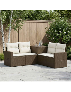 Set di divani 5 pz Marrone e Bianco Crema