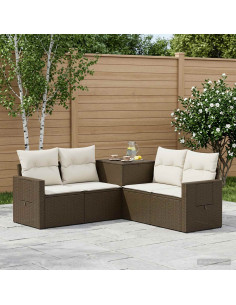 Set di divani 5 pz Marrone e Bianco Crema
