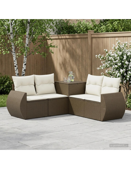 Set di divani 5 pz Marrone e Bianco Crema