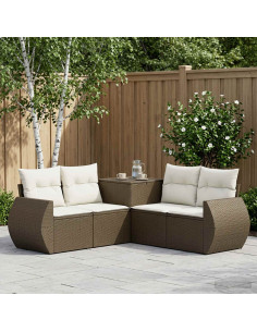 Set di divani 5 pz Marrone e Bianco Crema