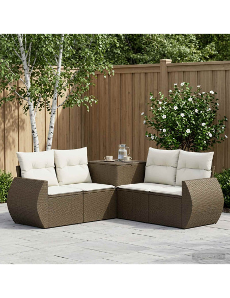 Set di divani 5 pz Marrone e Bianco Crema