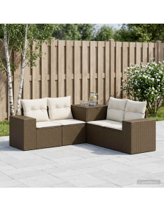 Set di divani 5 pz Marrone e Bianco Crema