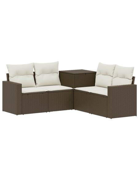 Set di divani 5 pz Marrone e Bianco Crema
