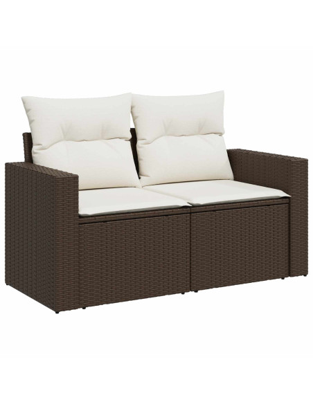 Set di divani 5 pz Marrone e Bianco Crema