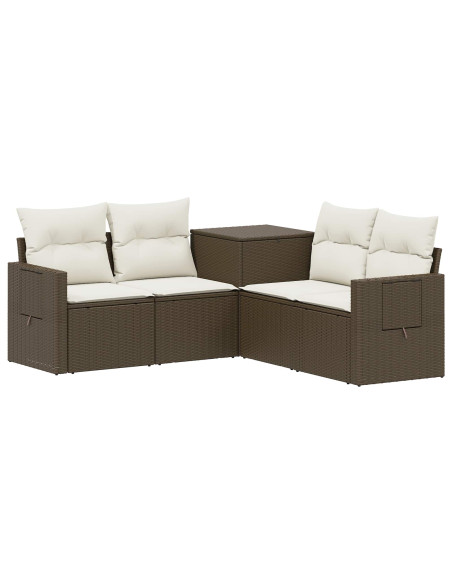 Set di divani 5 pz Marrone e Bianco Crema