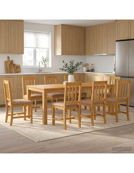 Set da pranzo 9 pz Grigio Legno di Quercia Massello