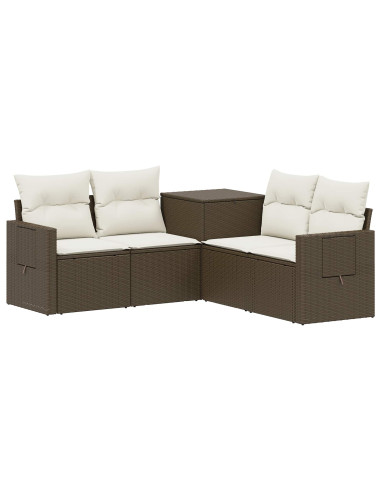 Set di divani 5 pz Marrone e Bianco Crema