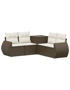 Set di divani 5 pz Marrone e Bianco Crema 2