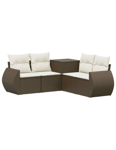 Set di divani 5 pz Marrone e Bianco Crema