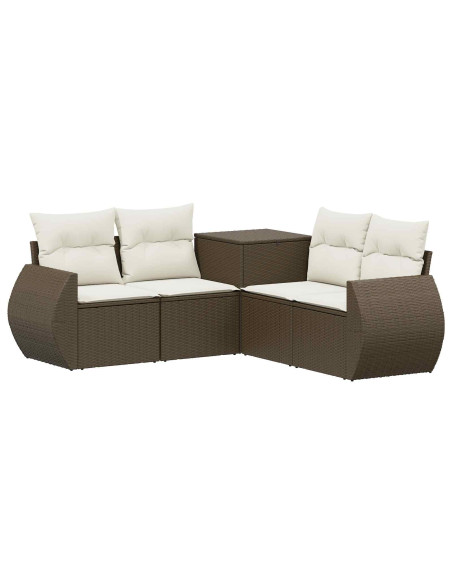 Set di divani 5 pz Marrone e Bianco Crema