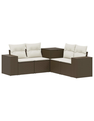 Set di divani 5 pz Marrone e Bianco Crema