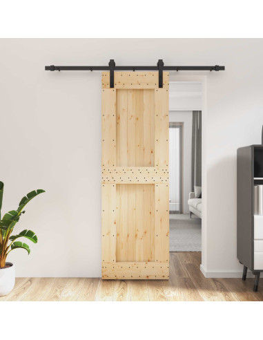 Porta scorrevole Naturale e Nero 70 x 210 cm