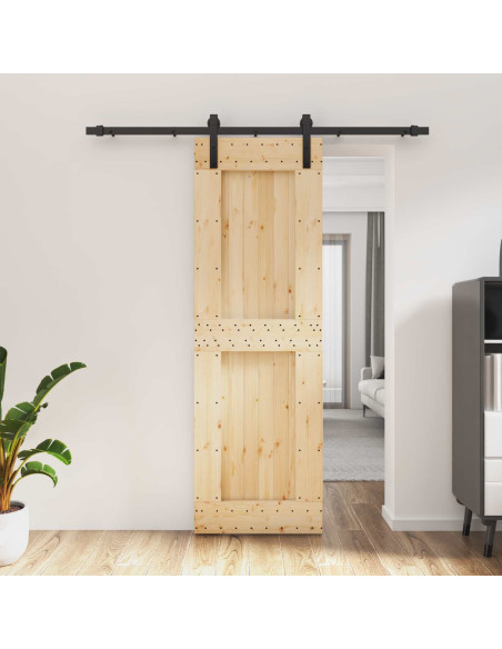 Porta scorrevole Naturale e Nero 70 x 210 cm