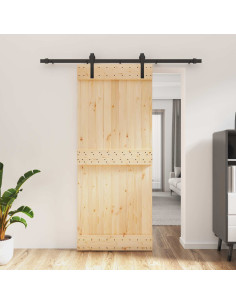 Porta scorrevole Naturale e Nero 85 x 210 cm