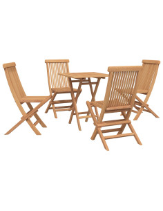 Set da pranzo da giardino pieghevole Regolabile 5 pcs Naturale 2