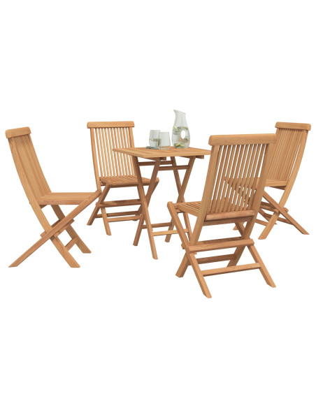 Set da pranzo da giardino pieghevole Regolabile 5 pcs Naturale