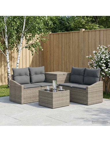 Set di divani 6 pz Grigio e Grigio Scuro