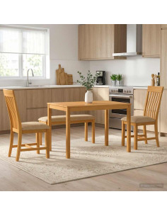 Set da pranzo 4 pz Beige Legno di Quercia Massello