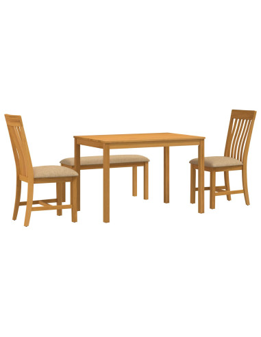 Set da pranzo 4 pz Beige Legno di Quercia Massello