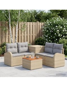 Set di divani 6 pz Beige e Grigio Chiaro