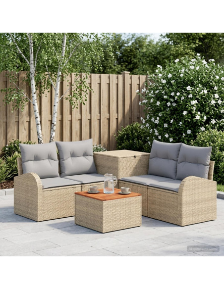 Set di divani 6 pz Beige e Grigio Chiaro