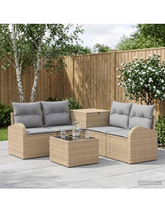 Set di divani 6 pz Beige e Grigio Chiaro