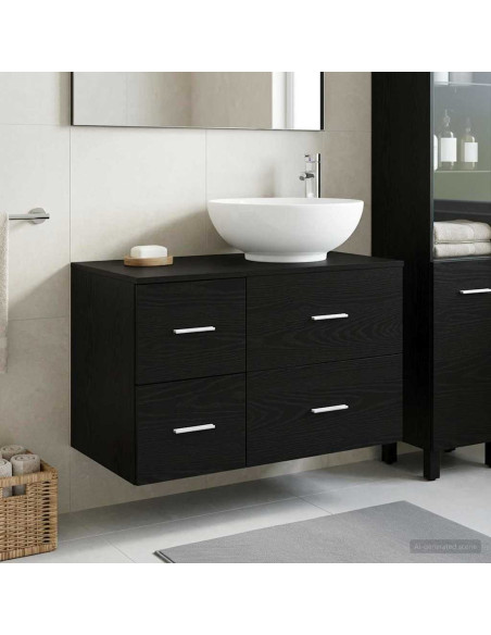 Set di mobili per il bagno 2 pz Rovere Nero