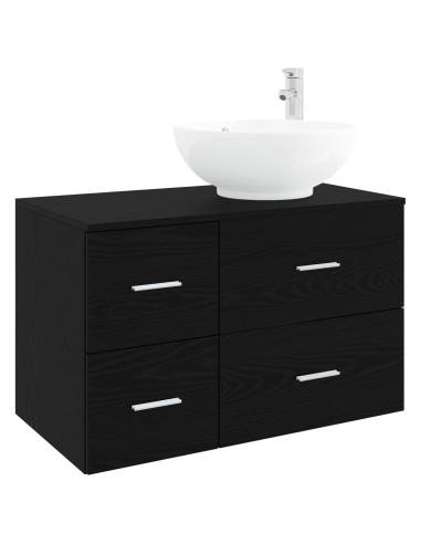 Set di mobili per il bagno 2 pz Rovere Nero