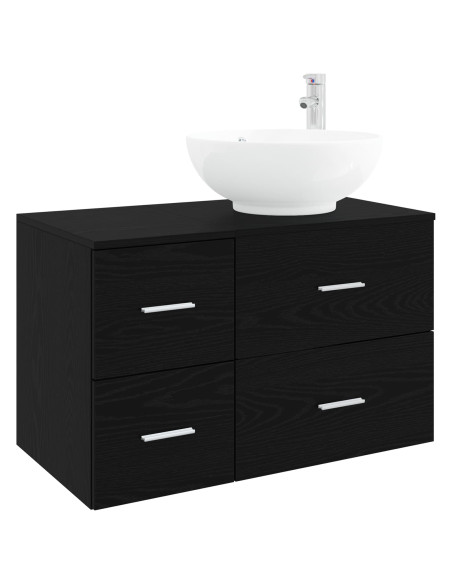 Set di mobili per il bagno 2 pz Rovere Nero
