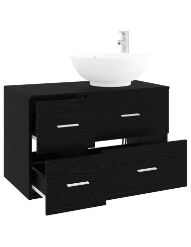 Set di mobili per il bagno 2 pz Rovere Nero