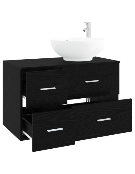 Set di mobili per il bagno 2 pz Rovere Nero