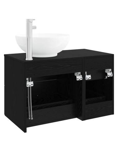 Set di mobili per il bagno 2 pz Rovere Nero